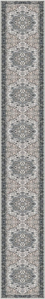 KOZYFLY Runners for Hallways 3x20 Ft Extra Long Faux Wool Washable Thin Hallway Rug Printed Runner Carpet for Entryway Bedroom Stair Kitchen Hall Living Room Decor, Black/Taupe/Beige