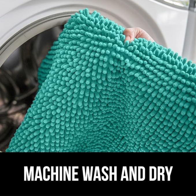 GORILLA GRIP Bath Rug Mat 36x24, Soft Absorbent Chenille, Quick Dry Microfiber Mats, Rubber Backing Washable Shower Floor Rugs, Bathmat Runner, US Designed Bathroom Home Decor Accessories Turquoise