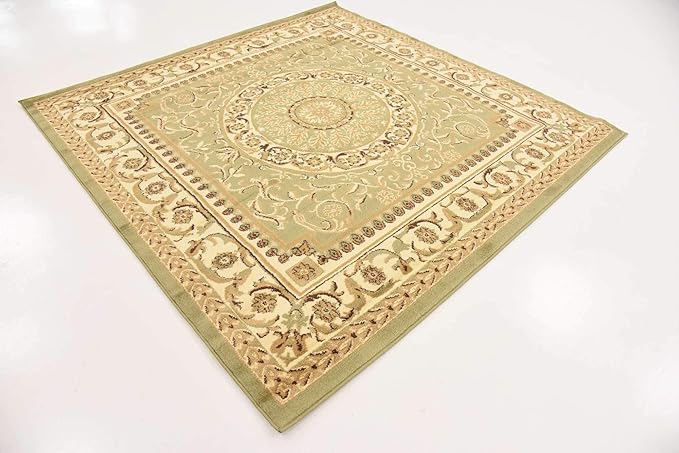Unique Loom Versailles Collection Traditional Classic Medallion Floral Motif Area Rug (6' 0 x 6' 0 Square, Green/ Ivory)
