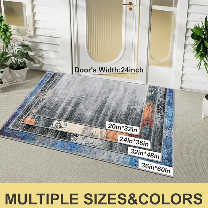 COMSLE Door Mat Soft Absorbent Indoor Front Entryway Rug Machine Washable Entrance Mats for Muddy Paws Non Slip Throw Rugs 24" x 36" Doormat for Inside Foyer Bedroom - Gray