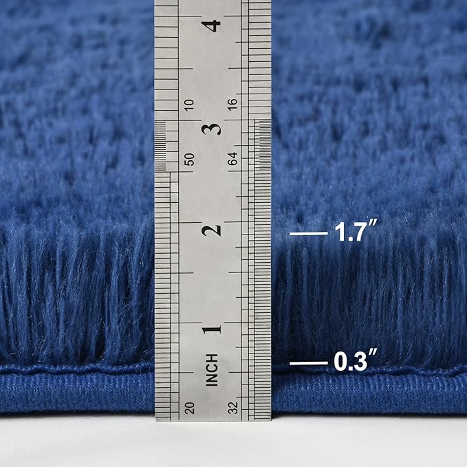 Large Shag Area Rugs 10 x 14, Plush Fuzzy Rugs for Living Room, Ultra Soft Fluffy Furry Rug for Bedroom, Anti-Skid Indoor Solid Carpet Nursery Rugs for Kids Room Home Decor, Navy Blue