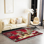 Merry Christmas Large Area Rug 5x7 Puppy Christmas Tree Living Room Rug | Little Cat Pup Dog Rugs for Bedroom, Cute Pet Animal Golden Retrievers Carpet Indoor Floor Mat