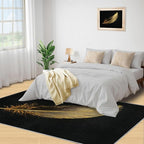 Golden Feathers Rugs for Bedroom - 2x3 Area Rug - Black Gold Feathers Rugs for Living Room, Modern Minimalist Art Rug, Washable Home Decor Carpet