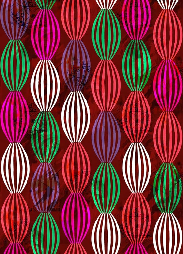 Bohemian Pop Art Striped Balloon Pattern Rug for Living Room Bedroom Nursery Room Dining Room Home Office Study Room Vibrant Red and Green Kitchen Hallway Indoor Washable Area Carpet 2x3