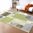 Sage Green Rectangular Area Rugs for Living Room Bedroom 3 x 5 ft Abstract Paint Texture Modern Art Non-Shedding Soft Low Pile Rug Non Slip Washable Rug for Nursery Entryway Playroom
