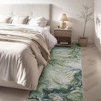 2x8 Runner Rug for Hallways Kitchen Modern Abstract Washable Runner Rug Soft Non Slip Marble Carpet Runner for Laundry Entryway Bedroom Bathroom