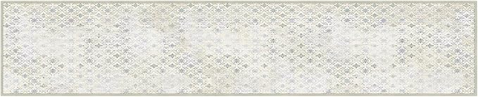 Phantoscope Washable Runner Rug 2'x10' Non-Slip, Modern Hallway Rugs for Entryway, Stair, Bedroom, Dining Room, Distressed Geometric Floral Pattern, Low-Pile Foldable Floor Carpet, Teal Floral/Beige