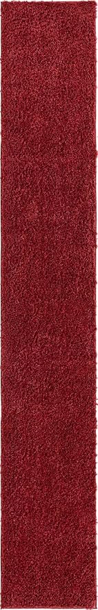 Unique Loom Davos Shag Collection Area Rug - Solid (2' 7" x 16' 5" Runner, Poppy)