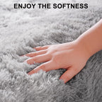 Beglad Fluffy Area Rugs 4x6 Feet, Modern Minimalist Style Shag Rugs, Non-Slip Indoor Carpet Soft Rugs for Bedroom, Living Room & Kids Room, Tie-Dyed Light Grey