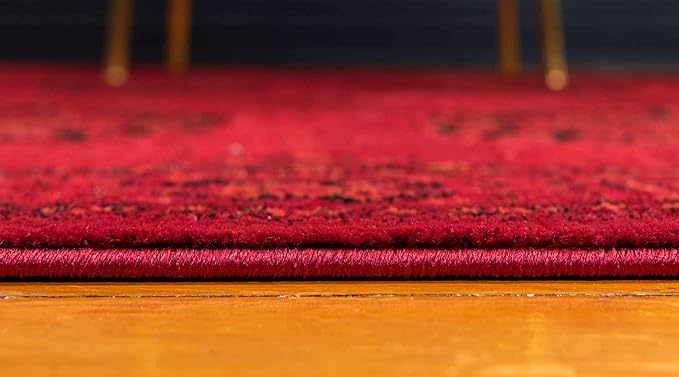 Unique Loom Tekke Collection Over-Dyed Saturated Traditional Torkaman Area Rug (6' 0 x 9' 0 Rectangular, Red/Black)
