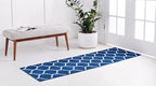 Rugs.com Lattice Frieze Collection Rug – 2' x 10' Runner Navy Blue Medium Rug Perfect for Living Rooms, Large Dining Rooms, Open Floorplans