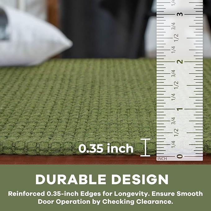 KOZYFLY Long Runners for Hallways 2x12 ft Washable Kitchen Runner Non Slip Rubber Backed Hallway Rugs Cotton Entryway Runner Rug Floor Carpet for Indoor Hall, Kitchen, Bright Green/Earthy Green