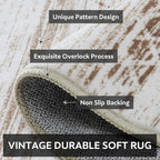 10x14 Area Rugs for Living Room Machine Washable Rug Distressed Indoor Carpet Neutral Moroccan Boho Rug Ultra Soft Area Rug for Bedroom Dining Room Playroom Office, Brown