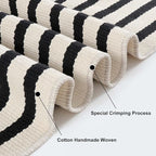 Striped Outdoor Rugs 3'x5', Cotton Hand Woven Rug Front Door Mat,Washable Reversible Layered Door Mats, Foldable Front Porch Rug for Entryway/Home Entrance/Farmhouse(Black and White)