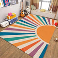 Rainbow Sun Area Rug,5x8ft,Colorful Boho Style Rug, Non-Slip Machine Washable Easy Care Carpet for Kids Girls Boys Bedroom, Living Room, Classroom, Office Decor