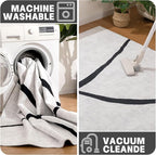 YIHOUSE 6'x9' Black and White Rug- Washable Area Rug for Living Room Bedroom, Large Modern Non-Slip Ultra-Thin Rug Home Decor,Curve,6x9ft