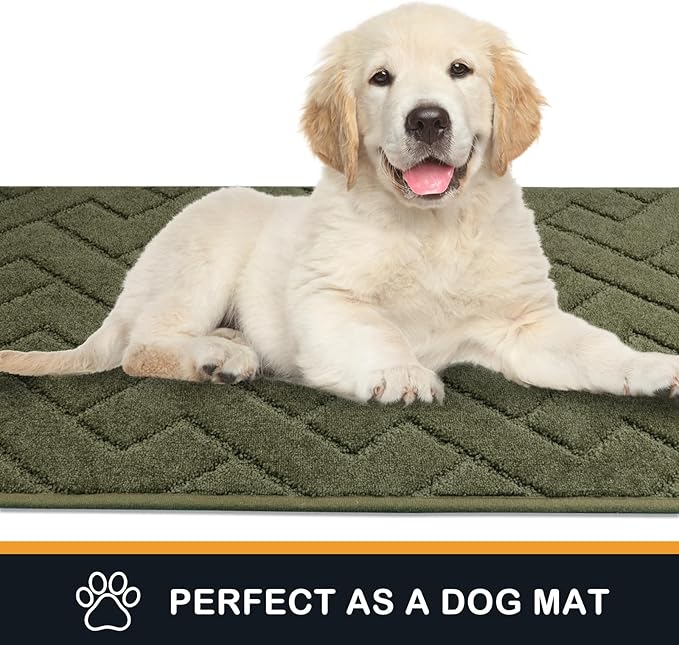 PURRUGS Dirt Trapping Door Mat 32" x 70", Non-Slip Machine Washable Entry Rug, Shoe Scraper, Dog Doormat, Super Absorbent Welcome Mat for Front & Back Door, Muddy Wet Shoes & Paws, Sage Green