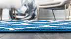 Rugs.com Lattice Frieze Collection Rug – 3' 3 x 5' 3 Navy Blue Medium Rug Perfect for Living Rooms, Large Dining Rooms, Open Floorplans