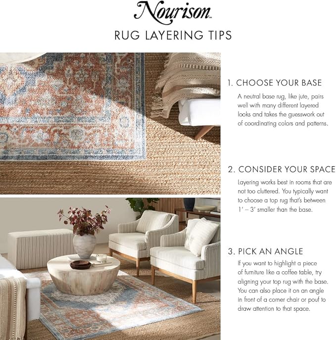 Nourison Home Textured Home Beige Ivory 2'2" x 3'9" Area Rug - Easy Clean, Non Shedding, Bed Room, Living Room, Dining Room, Kitchen (2' x 4')