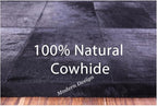 Modern Design Premium Cowhide Leather Carpet with Chevron Pattern, Area Rug (Black, 4x6)