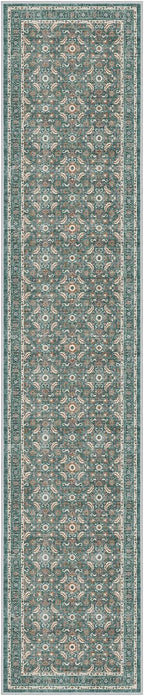 WITSHOCK 2x10 Long Runner Rug for Hallway,Washable Rug Distressed Boho for Bedroom Kitchen Entryway Indoor Entrance,Non Slip Runner Rugs with Rubber Backing（Teal Blue,2x10）