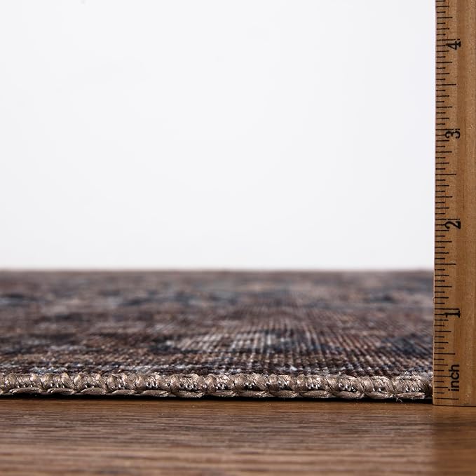Keen Home Design 2x10 Rug - Machine Washable Runner Rug with Non-Slip Backing, Ideal for Hallway, Entryway, Kitchen, Laundry Room - Vintage, Easy Clean, Durable, Low Pile - (2'6" x 10')