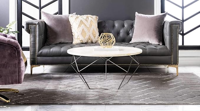 Unique Loom Marilyn Monroe Glam Collection Area Rug - Trellis (4' x 6' Rectangle, Gray Silver/ Silver)