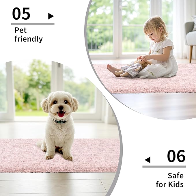 Pink Bathroom Runner Rug 24x70 Non Slip Fluffy Long Bath Mat for Bathroom Floor Washable Plush Luxury Bath Rug for Tub Absorbent Shower Sink Mat Bedside Rug