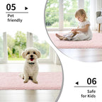 Pink Bathroom Rug 24x48 Non Slip Fluffy Bath Mat for Bathroom Floor Washable Plush Luxury Bath Rug for Tub Soft Shaggy Absorbent Shower Sink Mat
