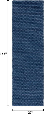 SAFAVIEH Natura Collection Runner Rug - 2'3" x 12', Navy & Blue, Handmade Wool Blend, Textured Design, Ideal for Hallway, Bedroom, Foyer (NAT620M)