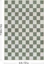 LIVEBOX Machine Washable Area Rug 6x9 Checkered, Non Slip Soft Large Bedroom Living Room Rug Farmhouse Neutral Classic Geometric Pattern Boys Rug, Indoor Carpet for Den Dorm Playroom(Sage Green,6'x9')