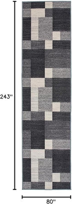 Rugshop Modern Boxes Design Non-Slip (Non-Skid) Carpet for Hallway,Entryway,Kitchen Runner Rug 2'7" x 8' Gray