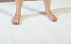 Handwoven Wool Cotton Blend Area Rug 8x10', Textured Popcorn Braided Ivory Rug, Soft Thick Farmhouse Contemporary Living Room Carpet, Neutral Modern Decorative Floor Rug
