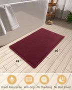 Upgraded Christmas Waffle Bath Mat, Super Absorbent Non Slip Bath Mats for Bathroom Floor, Machine Washable Bathroom Rugs with Tassels, Rubber Backed Bathroom Mats, Ultra Soft, 24" x 36", Burgundy