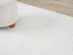 Annabel Modern Geometric Area Rug for Living Room, 4x6 Contemporary Arched Linear Cream Neutral Rug, Stain Resistant Non-Shedding Carpet for Bedroom, Dining Room or Kitchen (4' x 6', Cream)