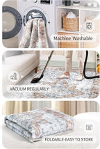 COMSLE 4x6 Rugs for Living Room Washable Area Rugs for Bedroom Faux Wool Distressed Throw Rugs Absorbent Non-Slip Floor Carpet for Indoor Kitchen Laundry Room Orange