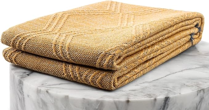 LUXE WEAVERS Modern Farmhouse Yellow 6x9 Washable Area Rug, Anti-Slip Diamond Pattern Carpet