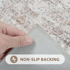 Uphome Bathroom Runner Rug, Distressed Tribal Farmhouse Light Khaki Bathroom Mat, Large Bathroom Rugs Non Slip Washable, Oriental Retro Boho Bath Mat Runner for Bathtub Sink Hallway, 24x59 inch