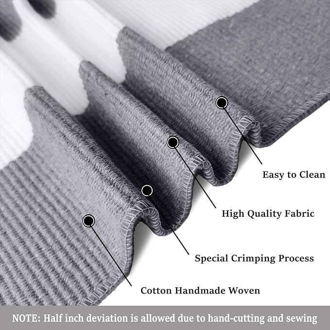 KOZYFLY Striped Outdoor Rug 3x5 Ft Front Door Rug Gray and White Hand Woven Cotton Washable Outdoor Doormats Outdoor Entrance Mat for Front Door Kitchen Entryway Patio Front Porch Decor