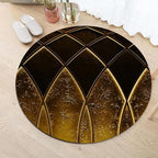 Luxury Black Gold Round Rug Vintage Golden Texture Living Room Circle Area Rugs 7ft Washable Soft Non Slip Low Pile Indoor Floor Carpet for Bedroom Office Kitchen Coffee Table