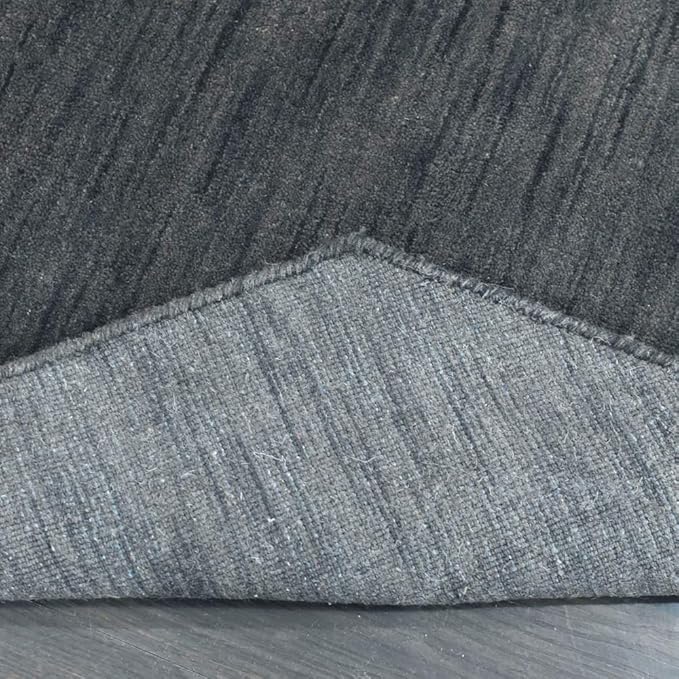 Hand Knotted Loom Wool ECO-Friendly Area Rugs - 10'x10', Octagon, Charcoal Color, Solid Plain Design, High Pile Handmade Anti Skid Area Rugs for Living Room, Bed Room (L00111)