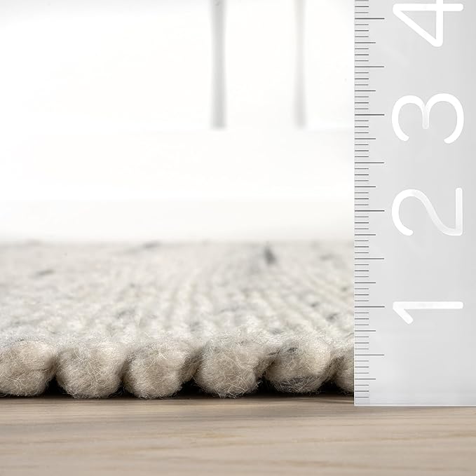 Rugs USA Santa Ynez Ivory/Grey, 7'6" x 9'6", Handmade, Marled, Wool & Cotton, Soft and Cozy, High Traffic, Stain Resistant, Easy Clean, Durable Area Rug for Bedroom, Living Room, Dining, Den, Foyer