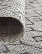 Unique Loom Outdoor Trellis Collection Area Rug - Tribal Trellis (10' 8" Square, Gray/ Black)