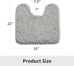 Grey Toilet Rug 22x24 Non Slip Fluffy Toilet Floor Mat U Shaped Washable Bathroom Contour Rug for Toilet Absorbent Thick Toilet Carpet