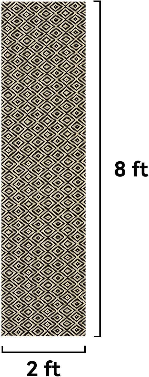 Hallway Runner Rug 2x8, Washable Kitchen Runners Non Slip, Ultra Thin Entryway Floor Mat Fit Under Door, Soft Low Pile Cotton Boho Carpet for Laundry Outdoor Bedroom