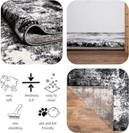 Keen Home Design Area Rugs - 4x6 Non-Shedding, Abstract Rugs for Kitchen, Living Room, Bedroom, Dining Room, Entryway - Size: 4' x 6', Abstract Black