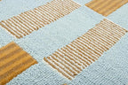 Hand-Tufted Wool Rug with Scalloped Edges, Light Blue Plaid Pattern, Cozy Soft Area Rug for Living Room, Bedroom, and Nursery, Handmade Modern Accent Rug, 2.5x9 Ft (Runner)