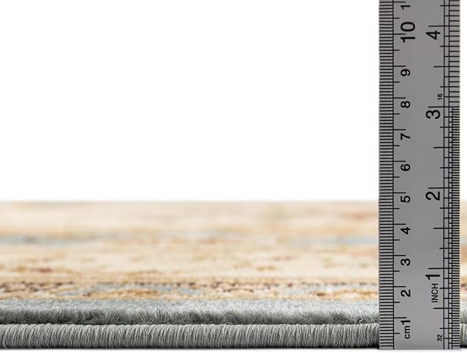 Rugs.com Chateau Collection Rug – 3' x 16' 5 Runner Light Blue Medium Rug Perfect for Hallways, Entryways