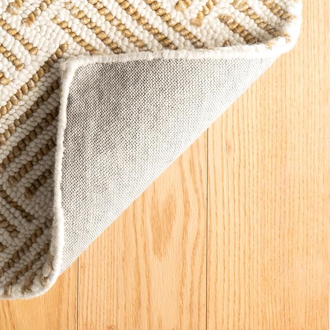 Dash & Albert Layers Ochre Hand Hooked Wool Rug, 8.5 X 11.5 Feet, Yellow/Orange Geometric Pattern - Premium Luxury Hotel Quality Soft Breathable Hypoallergenic Machine Washable Easy Care All Season