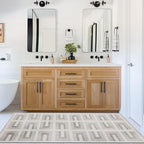 ReaLife Rugs Machine Washable Area Rug Runner - Living Room Bedroom Bathroom Kitchen Entryway Office - Non-Slip Baking Low Pile Stain Resistant Premium - Modern Geometric - Remi - Beige 2'6" x 6'